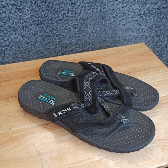 Skechers Sandals Men 12 Black Adjustable Fit Flip Flop Casual Outdoor Lifestyle main image 4